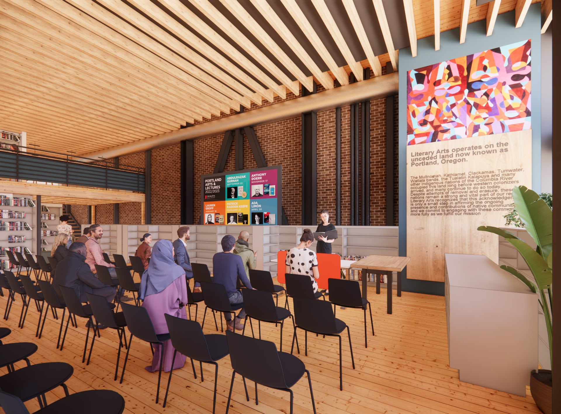 People in new library